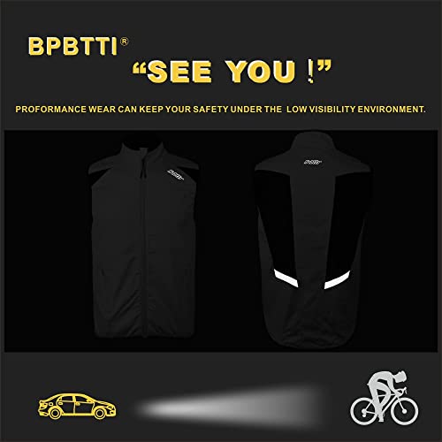bpbtti Men's Cycling Running Vest Sleeveless Windbreakers With Two side Pockets(2.0) - Windproof, Breathable and Reflective - color: Grey, size: Small