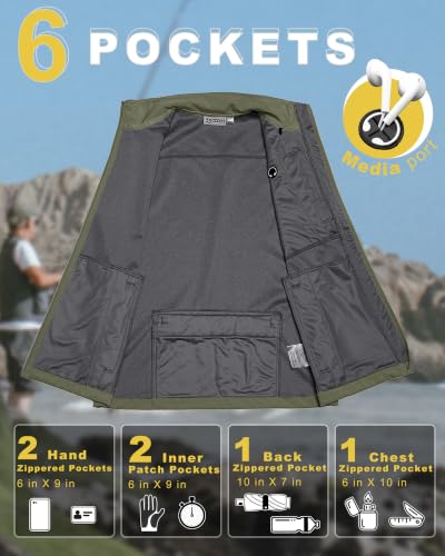 33,000ft Men's Windproof Lightweight Golf Vest Outerwear Sleeveless Jacket - color: Army Green, size: XX-Large