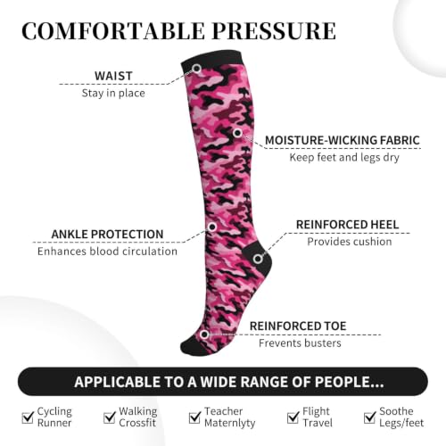 Avocado Compression Socks Women Men Knee High Stock for Running Work Support Nurses Travel - color: Camo