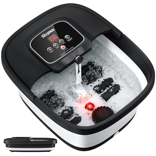 HOSPAN Collapsible Foot Spa, Foot Bath Massager with Heat, Bubble & Massage - color: Black