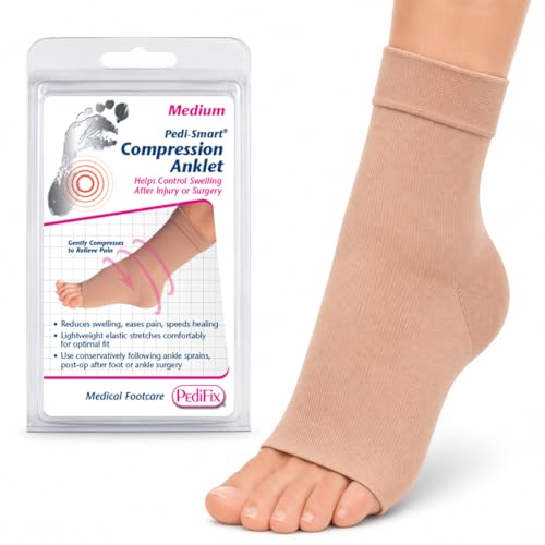 Pedifix Compression Ankle Sleeve, Foot & Ankle Support, Beige, M, 1 Sleeve - color: Beige, size: Medium