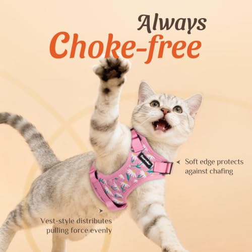 Dooradar Cat Harness and Leash Set, Adjustable and Escape Proof, S - color: Pink Coneflower, size: S