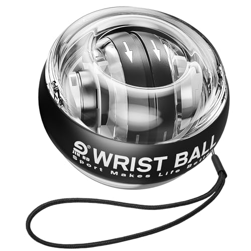 JIN BD Auto Start Wrist Ball，Gyro Ball Trainer，Wrist Exerciser，Gyroscopic - color: Black (No Light)