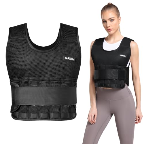 Beatboost Weighted Vest Men,20lb/30lb/40lb/50lb/60lb Adjustable Weight Vest - color: Black, size: 18LB