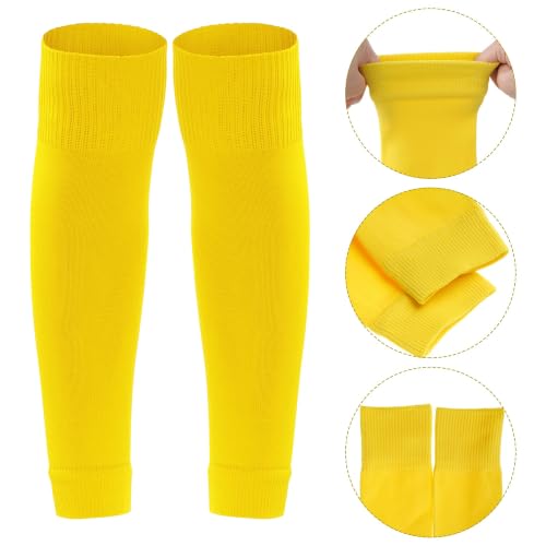 phnydreg 3 Pairs Leg Sleeve Shin Pre Cut Socks for Kids Youth Men Women Soccer Running Cycling - color: Yellow