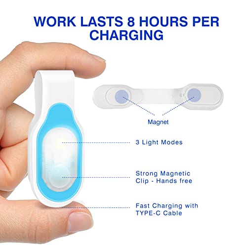 Nurse Lights for Night Shift Rechargeable Nursing Night Light Clip on Hands Free LED Flashlights for Walking Running Pets Outdoor Emergency (Blue) - color: Blue