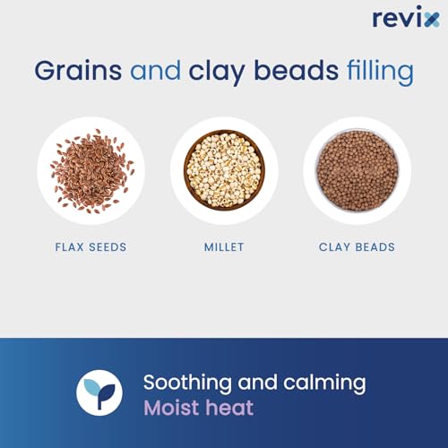 REVIX Microwavable Heating Pad for Neck Shoulders & Back, Moist Heat, Navy - color: Navy