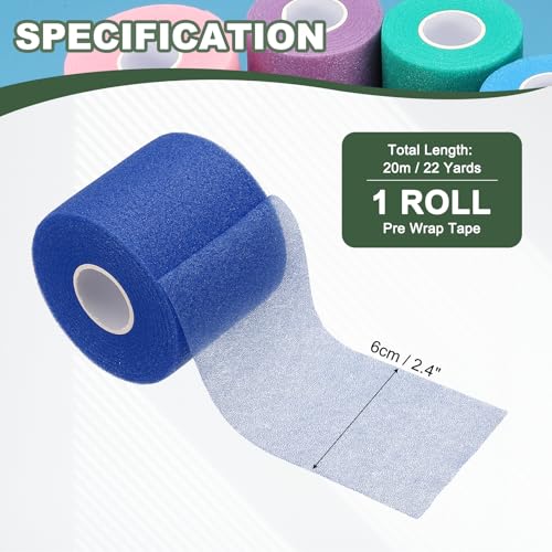Pre Wrap Tape, Non-Slip Grip Cushion Wrap Prewrap Athletic Tape- Fitting for (Tennis- Badminton - Pickleball - Sports) - color: Dark Blue