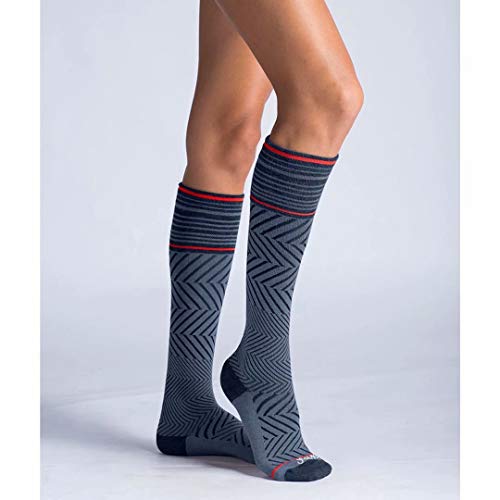ja vie 76% Merino Wool Graduated Compression Socks for Women & Men (15-20mmHg) - color: Denim, size: Small