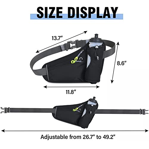 HOTEMIA Fanny Pack with Water Bottle Holder, Hydration Running Belt for Men Women Adjustable Strap Waist Bag Suitable for Hiking Running Walking Jogging Camping(Bottle Not Included) (Black) - color: Black