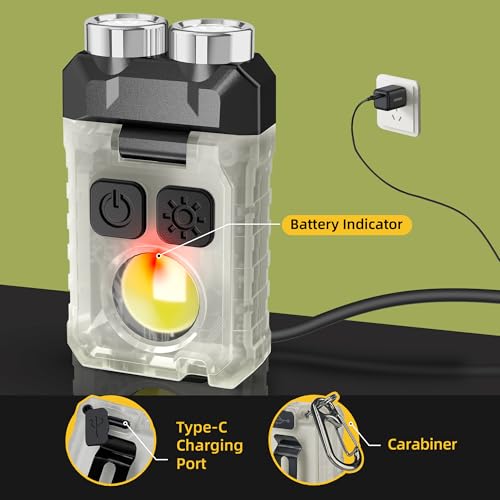 CLAKAP 2 Pack 1200 Lumens Rechargeable EDC Pocket Flashlight