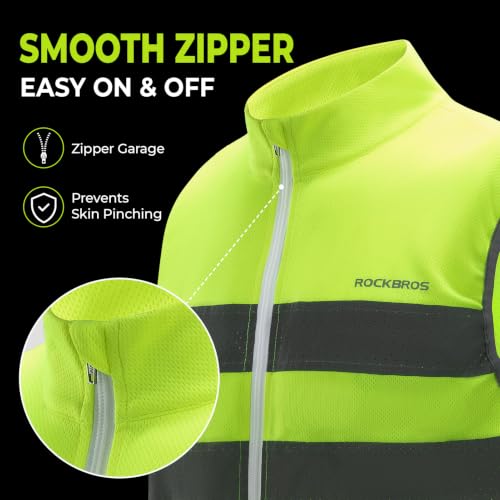 ROCKBROS Reflective Cycling Vest Breathable High Visibility Lightweight - size: XX-Large