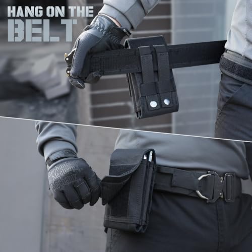 Universal Phone Pouch with MOLLE Attachment for EDC Outdoor & Tactical Gear - color: Black