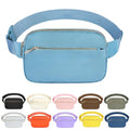 Fashion Fanny Bag-Waist Pack With Adjustable Belt Bag-Unisex Crossbody Pack For Travel Running Hiking-Light Blue - color: 3-Zipper Light Blue