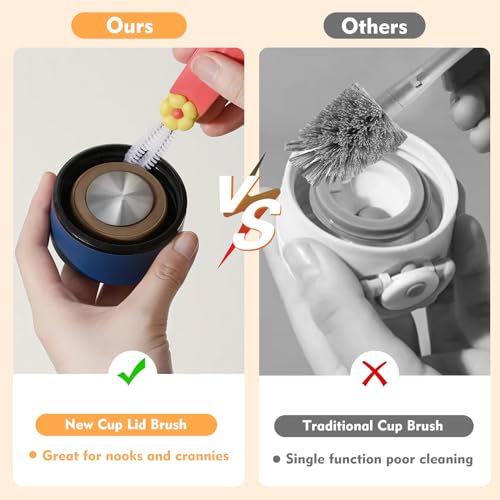3 in 1 Cup Lid Cleaning Brush, Portable Cup Cleaner Brush, 2024 New Water Bottle Cleaner Brush, 3 in 1 Multifunctional Cleaning Brush for Home Kitchen Cleaning Tools（3PCS） - size: Small