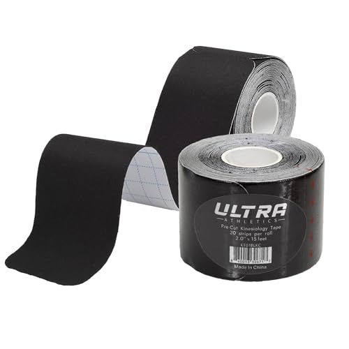 Kinesiology Tape, Premium Precut Roll, Elastic Cotton, Hypoallergenic, 20 Precut Strips, Ideal for Muscle Support & Injury Prevention (Black) - color: Black