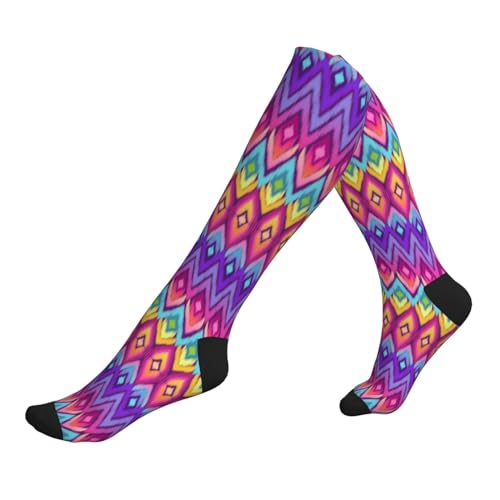Compression Socks Women And Men For Nurses Travel Pregnancy Recovery Running Athletic - color: Purple Pink Tie Dye Rainbow