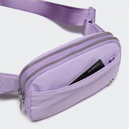 Pander Nylon Fanny Pack Belt Bag for Women with 5 Zipper Pockets - color: Lilac Purple
