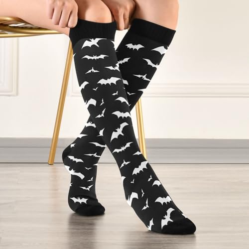 Wusikd Heartbeat Symbol Compression Socks for Women and Men Circulation Black Long Socks for Athletic Running 1 - color: Bat