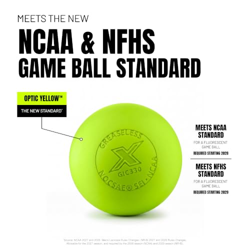 PEARL X Greaseless Lacrosse Balls by Guardian Innovations - Official Ball of NCAA Championships - Meets NOCSAE Standards and SEI/NCAA Certified - color: Optic Yellow, size: 10 Pack