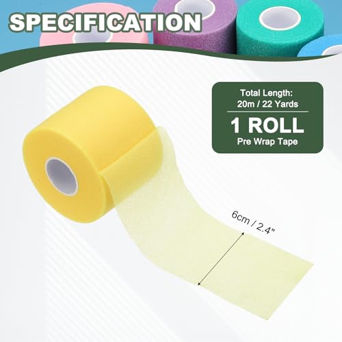Pre Wrap Tape, Non-Slip Grip Cushion Wrap Prewrap Athletic Tape- Fitting for (Tennis- Badminton - Pickleball - Sports) - color: Yellow