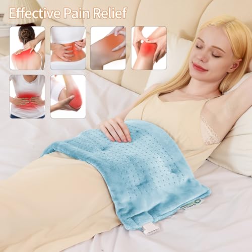 SAROO Heating Pad for Back Pain Cramps Relief,12"×24",Sky Blue - color: Sky Blue