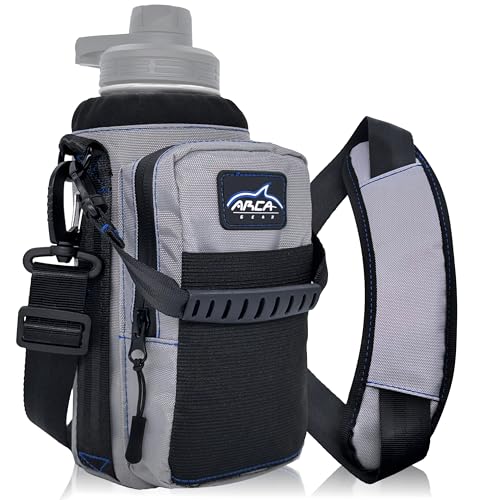 Arca Gear Hydro Carrier 32 oz Small - Insulated Water Bottle Sling w/Carry Handle, Shoulder Strap, Wallet and Two Pouches - The Perfect Flask Accessory - color: Frost Grey