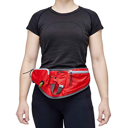 Blueberry Style Red Bumbag Waist Bag Fanny Pack for Walking Running - Built-in Poop Bag Holder, Dog Treat Pouch, Adjustable Waistband, and Bottle Holder - color: 1 Pack Waist Bag - Red
