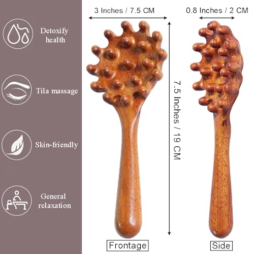OULIGET Wooden Trigger Point Massage Tool,Sandalwood Comb Head Massager,Gua Sha Comb Tool for Headache,Back,Neck,Shoulder Relaxation - style: Shell Massage Comb