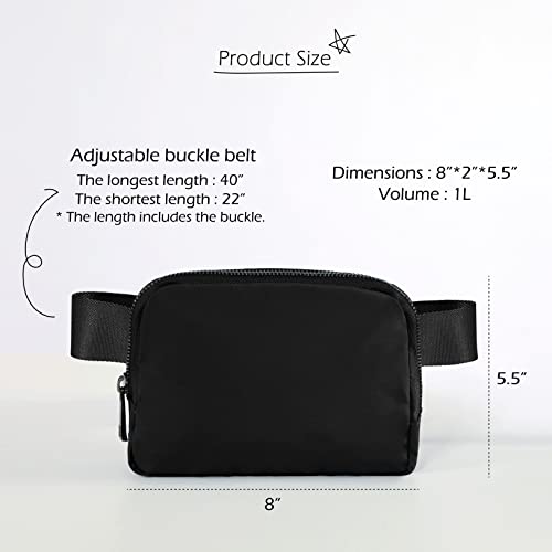 ODODOS Unisex Mini Belt Bag with Adjustable Strap Small Fanny Pack for Workout Running Traveling Hiking, Black - color: Black