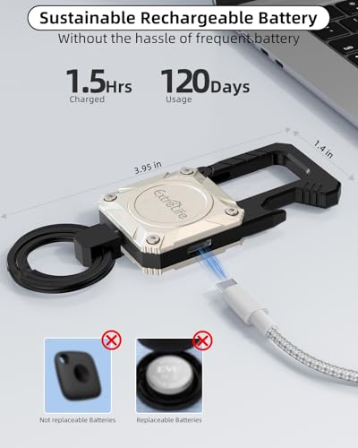 ExtreLife Keychain, Works with Apple Find My, Bottle Opener, Carabiner Car Key Chains with Gps Tracker - color: Pearl White