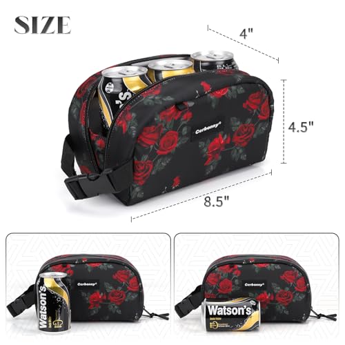 Cerbonny Small Cooler Bag,Freezable Lunch Bag,Built-in ice pack - color: Black-Rose