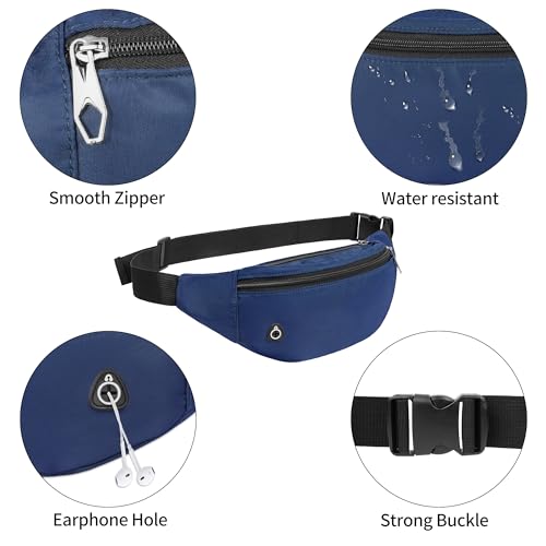 Viqueen Fashion Large Fanny Waist Pack Crossbody Belt Bag for Women and Men,Lightweight Bag with Zipper and Pockets for Running and Sports,Water Resistant,Hands Free Phone Carrying(Blue) - color: Blue-Lightweight