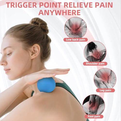Massage Lacrosse Balls 2 Pack, Rubber Trigger Point Therapy Balls for Deep Tissue Myofascial Release, Plantar Fasciitis & Muscle Soreness Relief, Portable Pain Relief Tool (Purple and Blue) - color: Purple and Blue