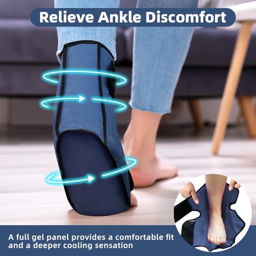 Ankle Ice Pack Wrap for Swelling & Pain Relief, Navy Blue - color: Navy Blue, size: Large