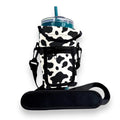 Drink Handlers Drink Carrier with Pocket Purse - Versatile Water Bottle Holder with Strap -Velcro Strap Fits Around 30-40oz Tumblers - Black & White Cow - color: Black & White Cow