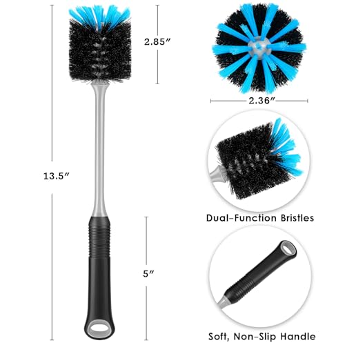 MOSOLAN Long Handle Bottle Brush, Water Bottle Brush Cleaner, 2 Pack