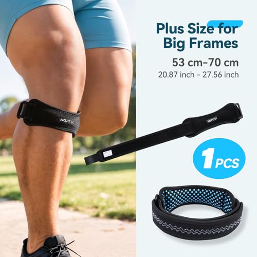 AGPTEK Plus Size Knee Brace for Women & Men, Pain Relief Patella Tendon Knee Strap 1 Pack, Adjustable Knee Support Band for Running Weightlifting Baseball Tennis Volleyball Jogging Bicycle Climbing, 20.87-27.56in - size: XL-1pcs