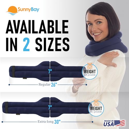 SunnyBay Hands-Free Heating Pad, Neck and Shoulder Wrap, 26 inch, Navy - color: Navy Blue