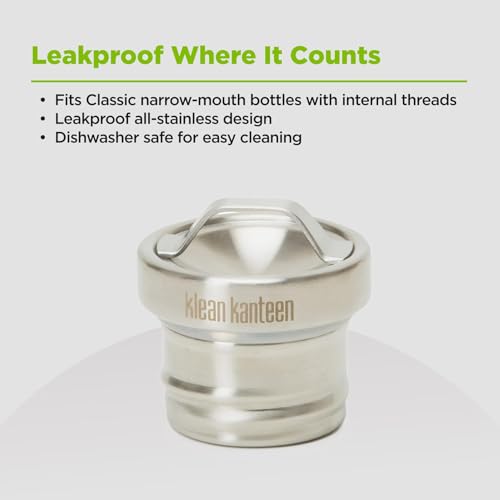 Klean Kanteen Classic Steel Loop Cap – Leak-Proof, Dishwasher-Safe, BPA-Free – Brushed Stainless