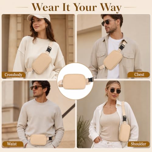 Fanny Pack, Adjustable Crossbody Waist Bag, Brown - color: Brown