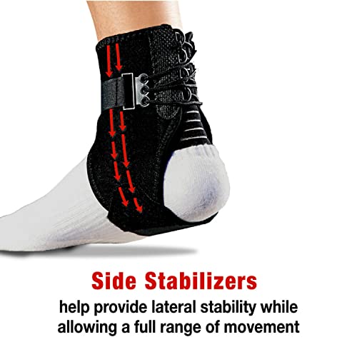 ACE Ankle Brace with Side Stabilizers, Adjustable, Black, 1/Pack (Pack of 2) - size: 1 Count (Pack of 2)