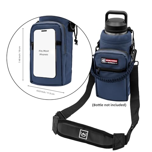 NATURE PIONEOR 26-128 oz Insulated Water Bottle Carrier Holder with Strap - color: Navy, size: 40-46oz