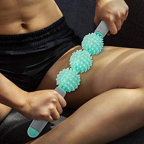 Muscle Roller Stick - Yoga Stick Muscle Roller Stick Cellulite Spiky Ball for Back Arms Shoulder Leg (Green) - color: Green