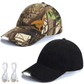 Syhood 2 Pieces LED Baseball Cap Flashlight Hat Hand Free - color: Black,Camouflage