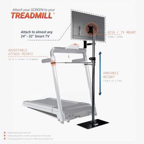 Extra Tall (72”)TV Stand for Treadmill, Exercise Bike & Elliptical – Adjustable VESA Floor Mount for 24-32" TVs – Turn Any Workout Into Screen Time, Never Skip a Training Session Again