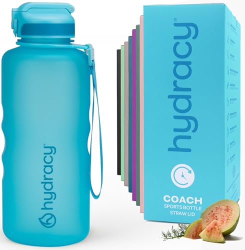 Hydracy 2L Large Water Bottle, Shatterproof, BPA Free Tritan Plastic, Leakproof, Zero Condensation, With Detachable Carry Strap, Spillproof Lid, Convenient Silicon Spout, Ideal for Gym, Yoga - color: Aqua Blue, size: 64 oz