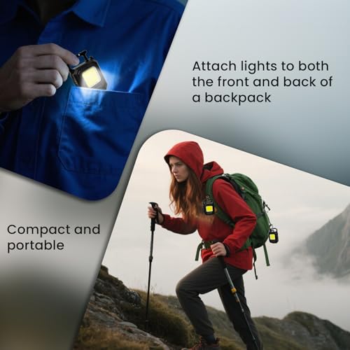 MAKDAK 2PC Cob Keychain Work Light EDC Rechargeable Foldable Keychain Flashlight,Bottle Opener,for Camping,Car Repair,Hiking,Repairing,Power Outrage,Pet Walking,Emergency - color: Black-2PC