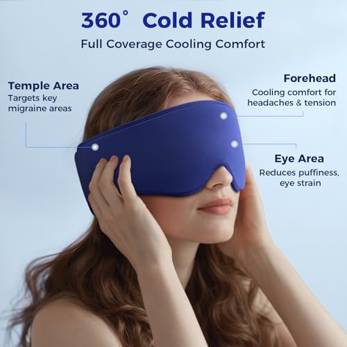 2 Pack Cooling Gel Eye Mask for Puffy Eyes, Migraine Relief, FSA Eligible - color: Black&blue