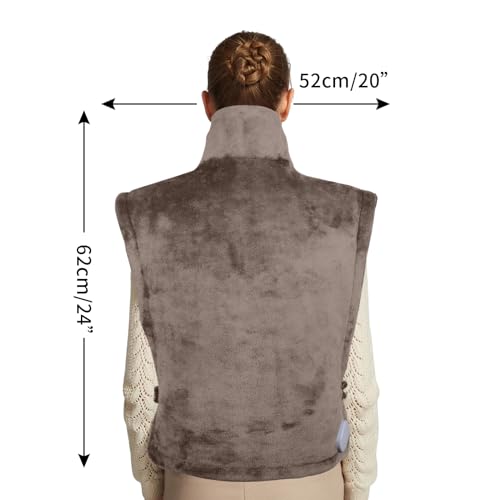 26" x 35" Flannel Neck&Shoulder&Back Heating Pad with 12 Temperature Settings&Countdown Timer, Pain Relief for Back/Neck/Shoulders/Menstrual Pain(Light Tan) - color: 03-light Tan